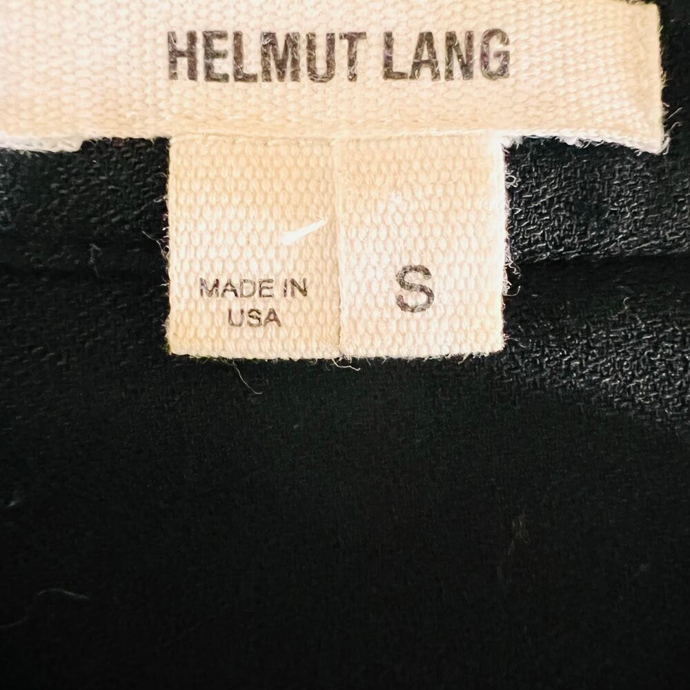 Helmut Lang Leather Trim Top Black Minimalist Designer Dolman Sleeve Size 4 - Picture 6 of 10